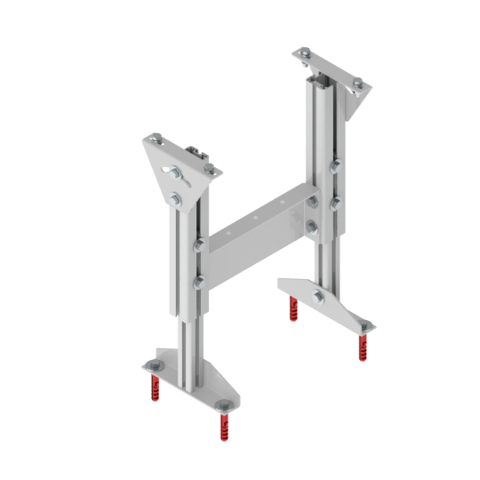 Aluminum two-legged support with foot plate - Type: LRB smooth-running roller conveyor